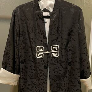 Soft Surroundings Black Jacket with White Trim